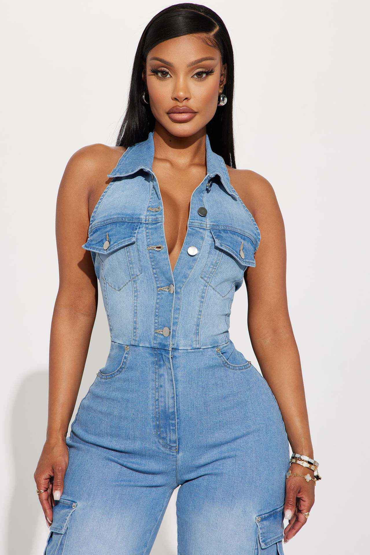 Loose Fit Denim Jumpsuit