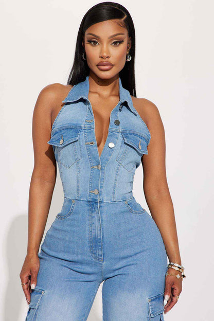 Loose Fit Denim Jumpsuit