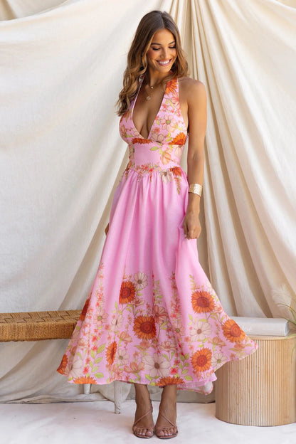 Elegant Sunflower Large Hem Dress