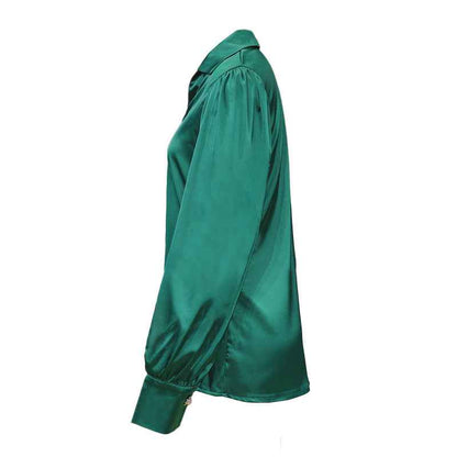 Lantern Sleeve Blouse Casual Loose Satin