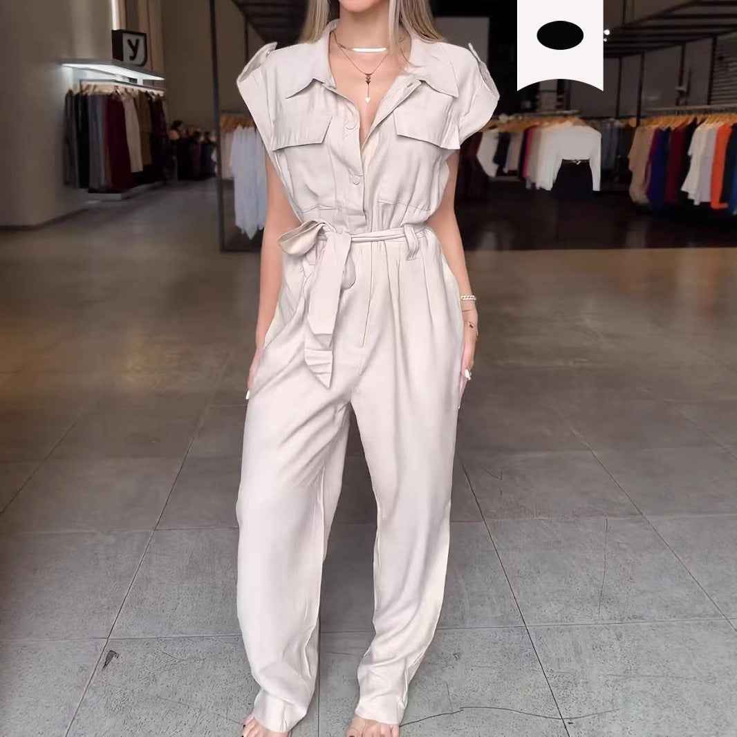 Jumpsuit Women's High Waist Sleeveless