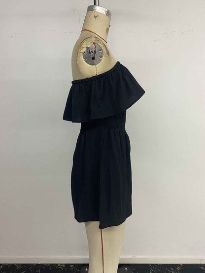 Tube Top Ruffled Smock Romper