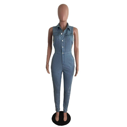 Denim Women Wear Slim Fit Jumpsuit
