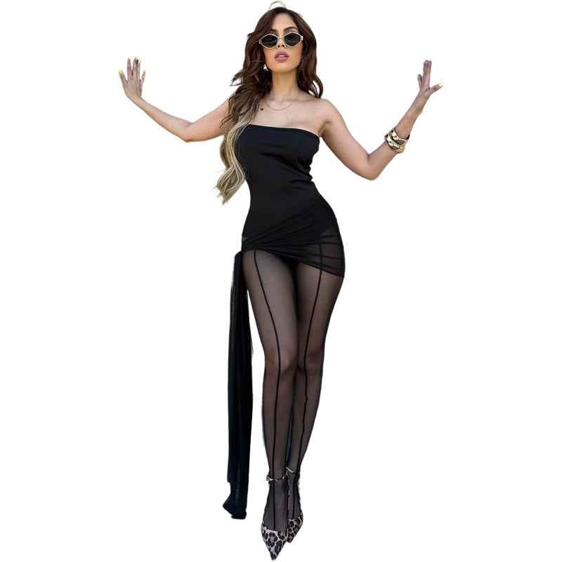 Slim Fit Backless Tube Top Jumpsuit