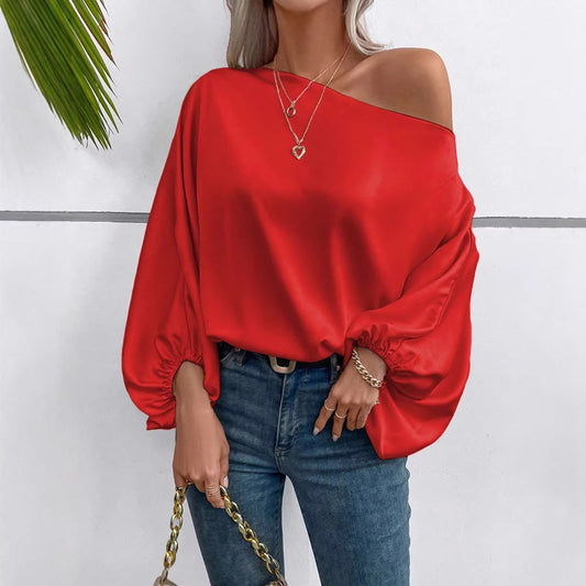 Off Shoulder Satin Blouse