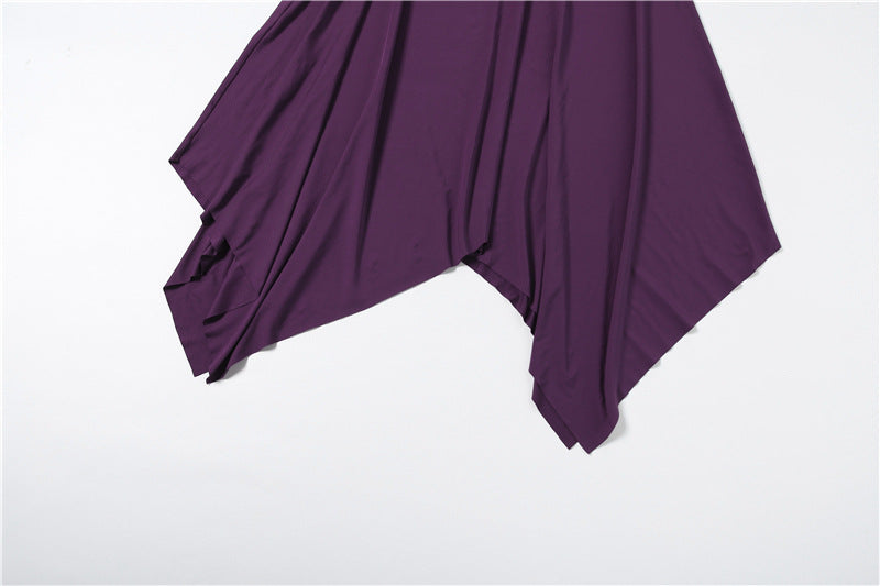 Low Cut Solid Color Irregular Asymmetric Skirt Set MUNSIEUR New Arrivals