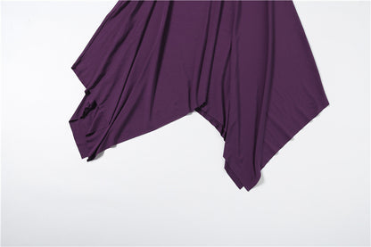 Low Cut Solid Color Irregular Asymmetric Skirt Set MUNSIEUR New Arrivals