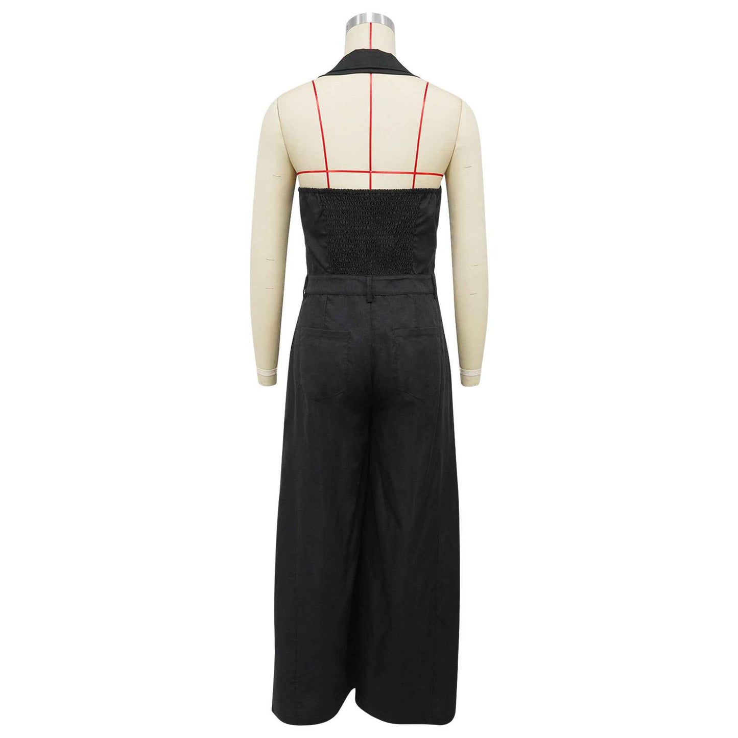 Sleeveless Backless Casual Jumpsuit w Pockets