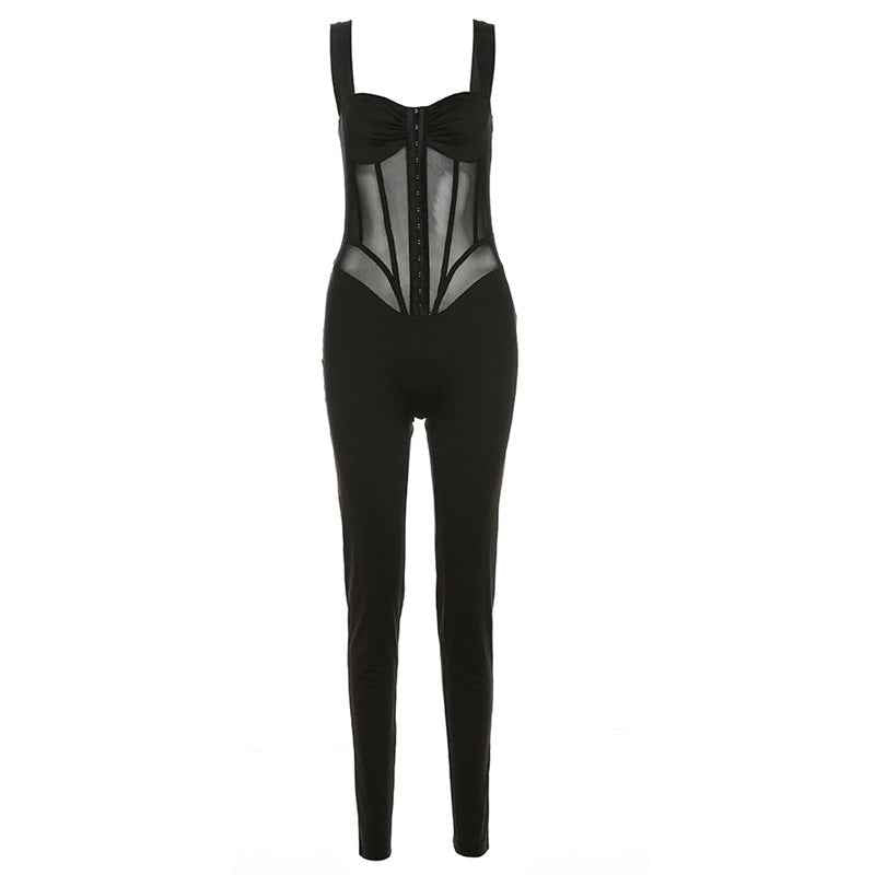 Sexy Low Cut See Through Slimming Jumpsuit