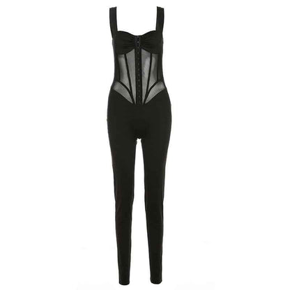 Sexy Low Cut See Through Slimming Jumpsuit