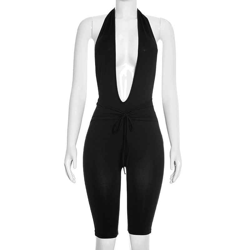 Elegant Sexy Sleeveless Deep V Plunge Halter Jumpsuit