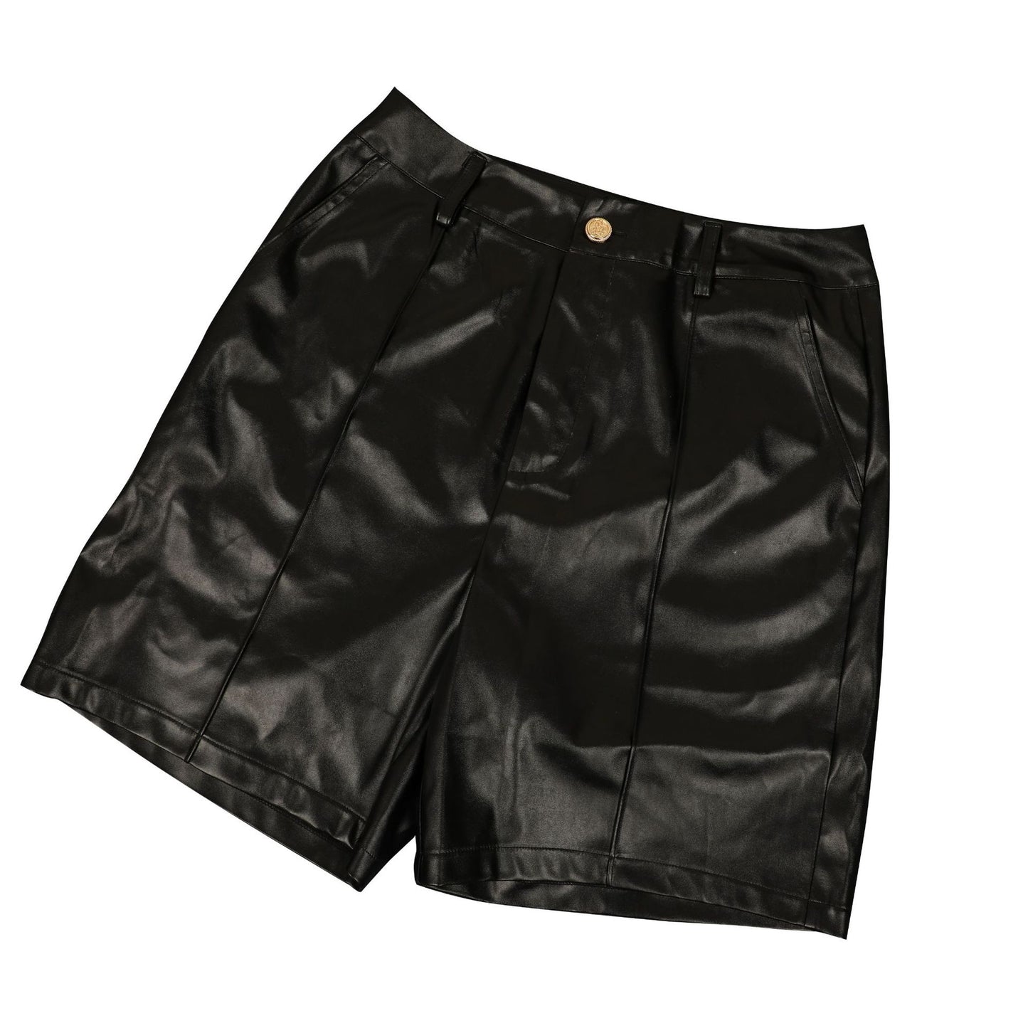 MUNSIEUR PU Leather Bottoms Set Long Sleeve with Zipper