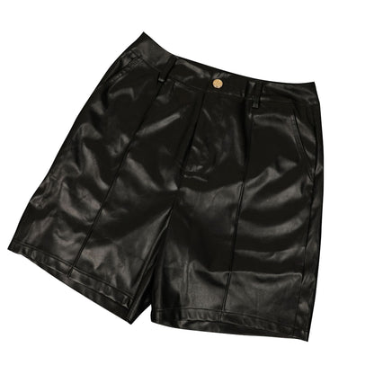 MUNSIEUR PU Leather Bottoms Set Long Sleeve with Zipper