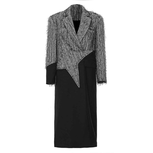 Contrast Color Mid Length Trench Jackets for Women