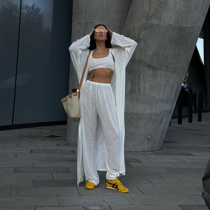 MUNSIEUR Long Sleeved Cardigan Leggings Set Three Piece