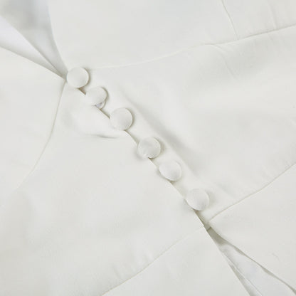 Polo Collar Solid Color V neck Sleeveless Blouse