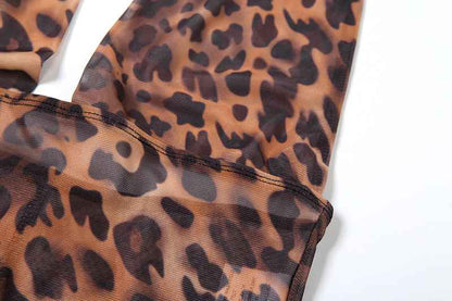 Summer Style Women's Sexy Deep V Plunge Backless Halter Butt Lifting Leopard Print Romper