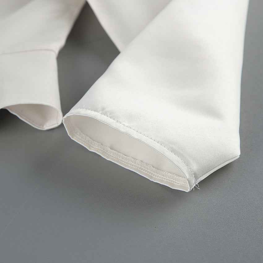 Spring Arrival French Stand Collar Puff Sleeve Blouse