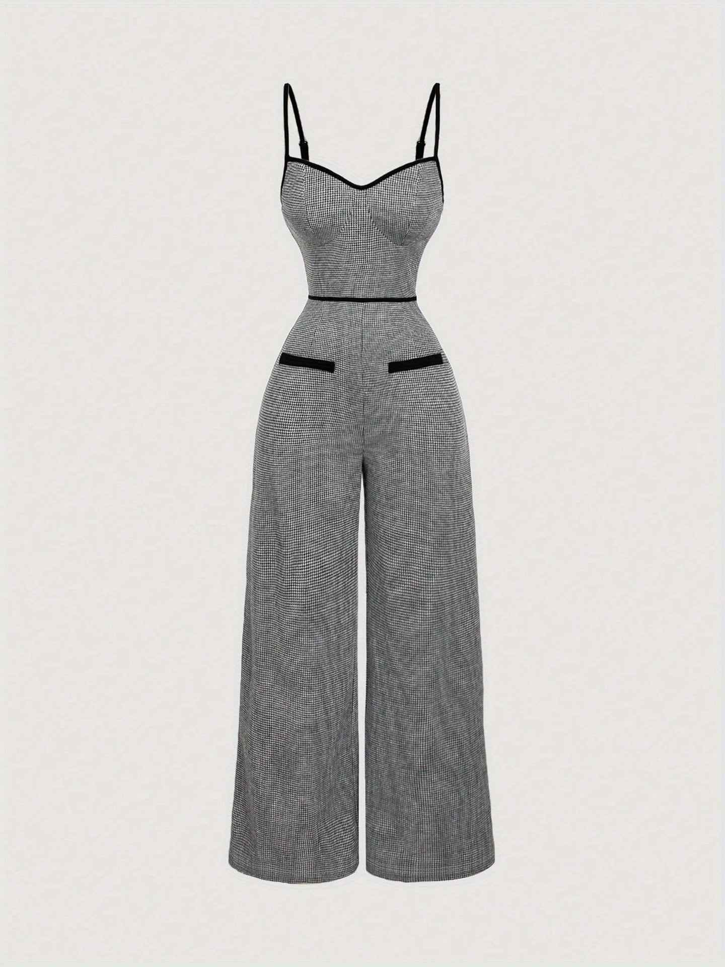 Jumpsuit Side Zipper Contrast Color Office Elegant Bandage Slim Fit New Arrivals