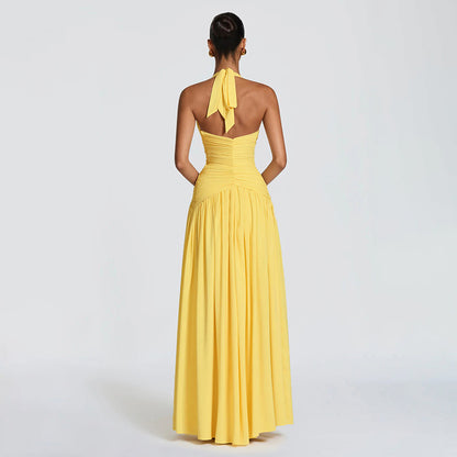 Summer Slit Dress for Women Solid Color Boho Casual