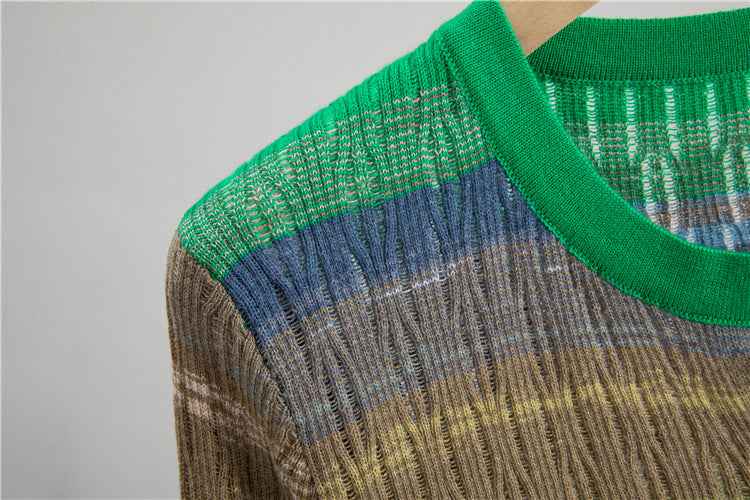 Striped Long Sleeved Loose Knitted Cardigan Sweater