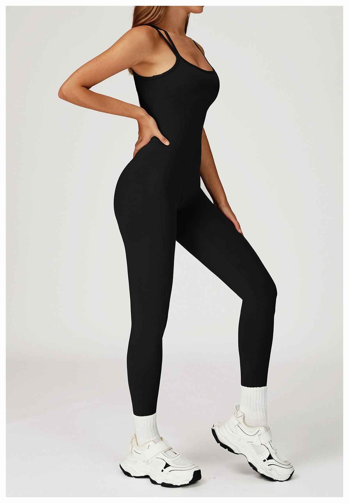 Nude Feel Jumpsuit Cross Back One Piece Slim Fit Yoga Wear