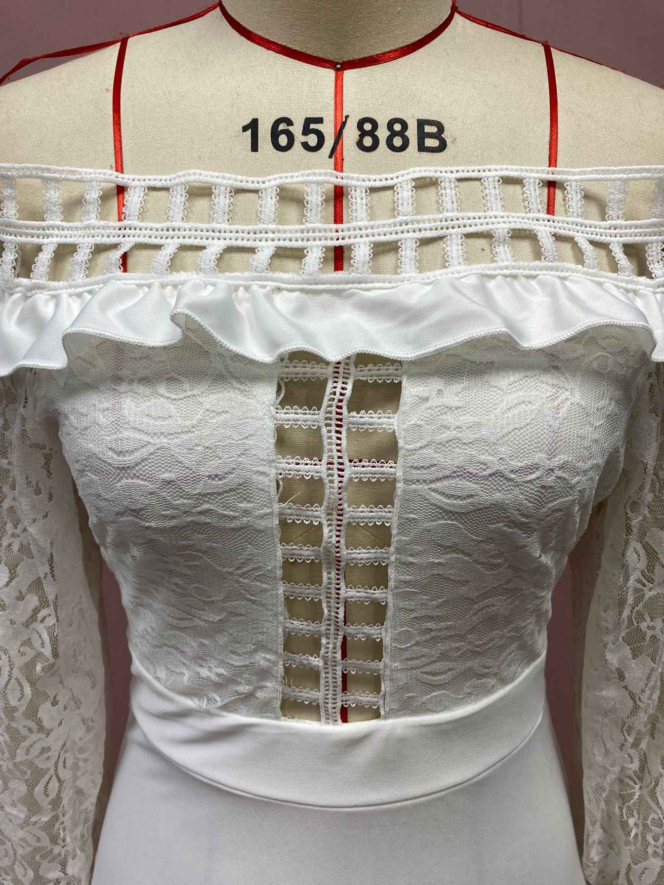 Lace Dress off Shoulder Lotus Leaf Wedding Party Cocktail Dress New Arrivals