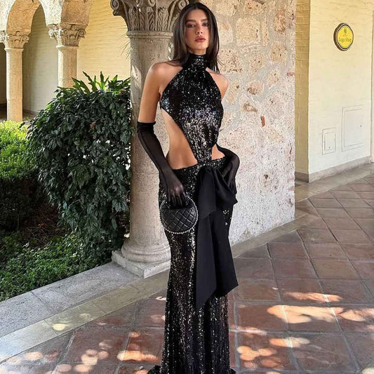 Backless Hollow Out Maxi Dress Elegant