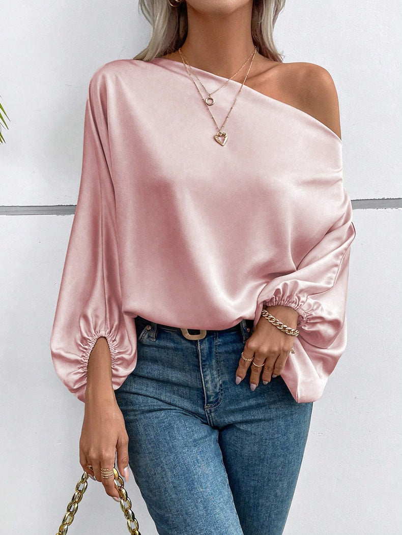 Off Shoulder Satin Blouse