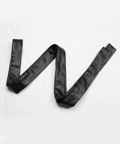 Faux Leather Bow Black High Waist Jeans