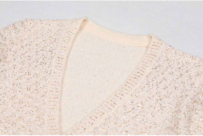 High Quality Sequined Knit Long Sleeve Cardigan Sweater