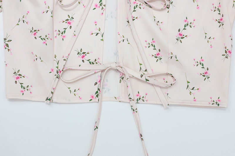 Elegant Long Sleeve Floral Mid Length Skirt Set
