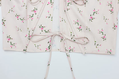 Elegant Long Sleeve Floral Mid Length Skirt Set