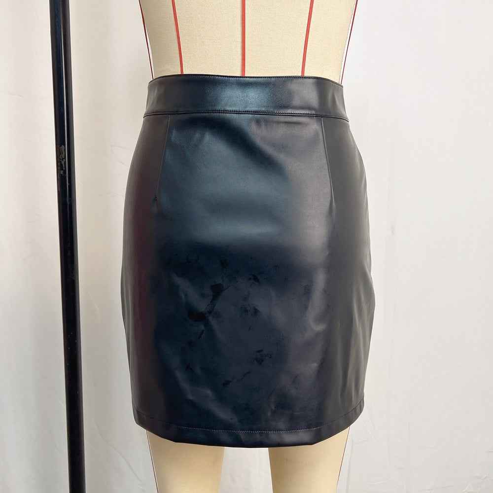 Faux Leather Wrapped Skirt