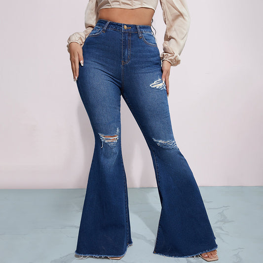 MUNSIEUR High Waist Stretch Flared Denim Jeans