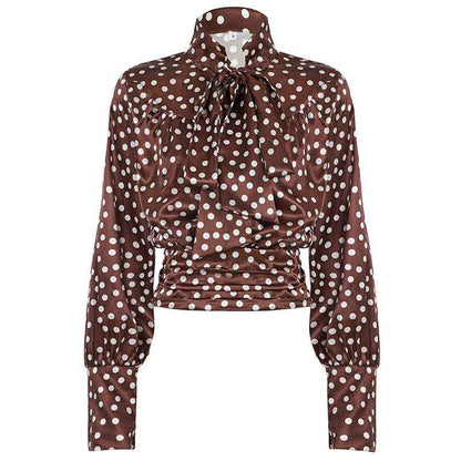 Elegance Polka Dot Cutout out Long Sleeve Blouse