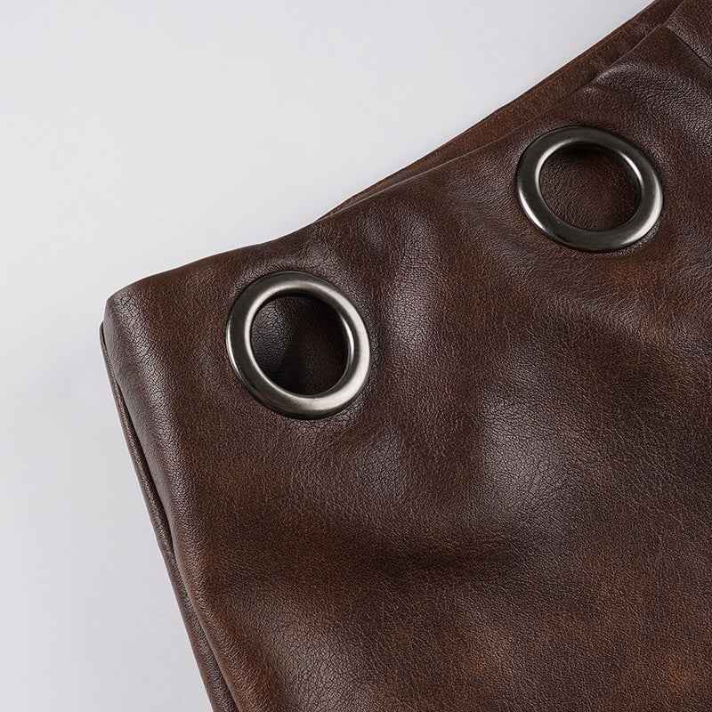 Retro Leather High Waist Bottoms