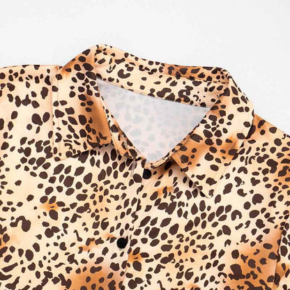 Leopard Print Slim Fit Button up Blouse