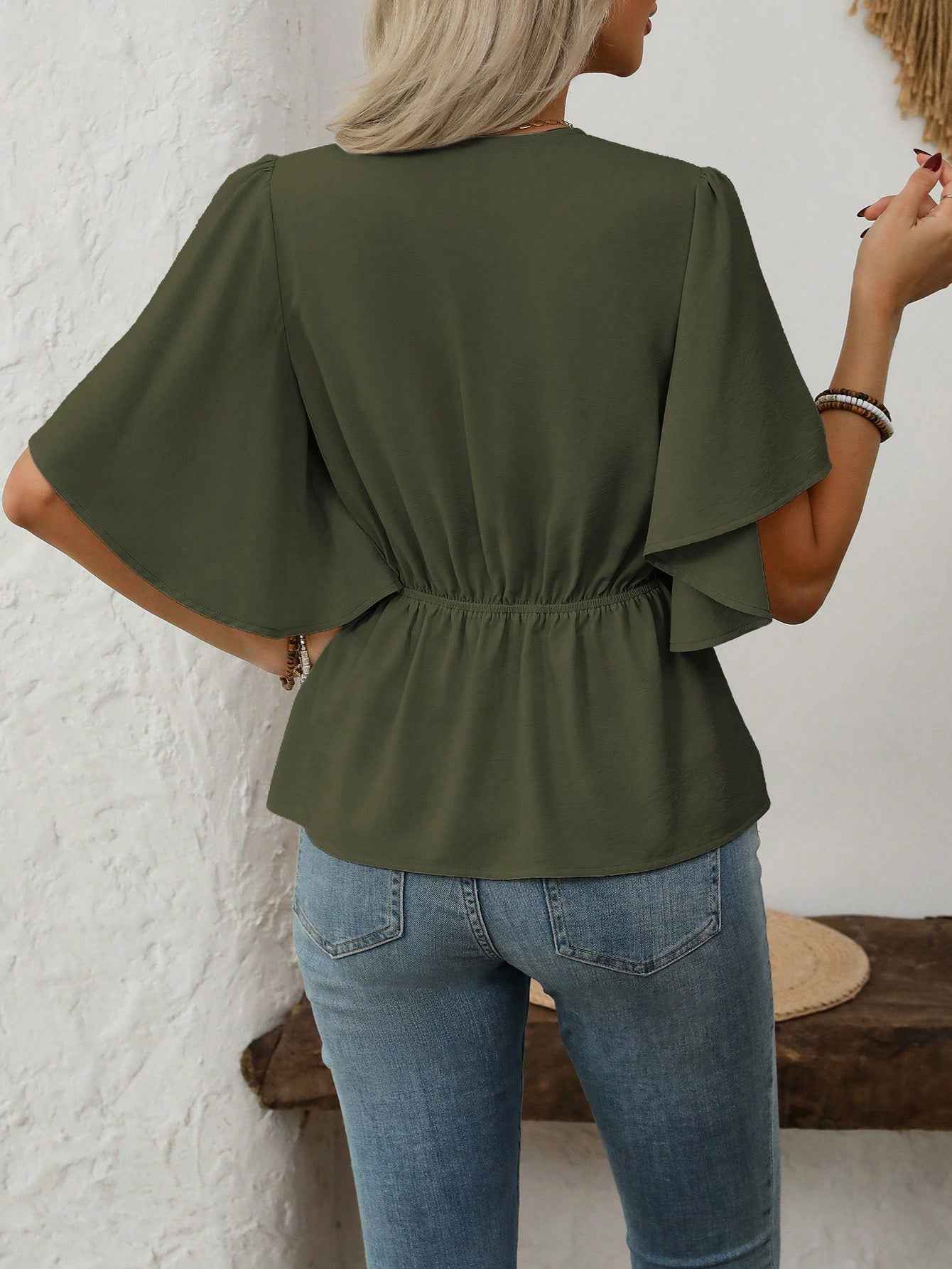 Elegant Solid Color Blouse