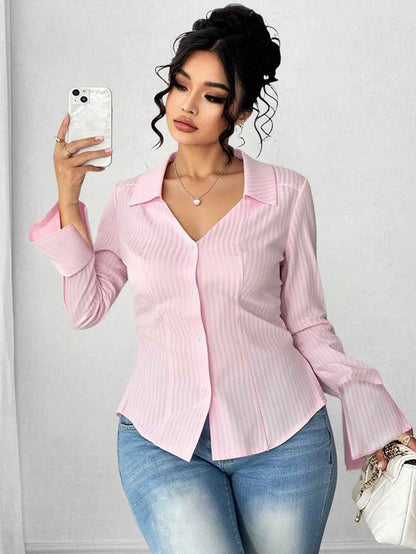 Slim Fit French Cinched Blouse Elegant Top