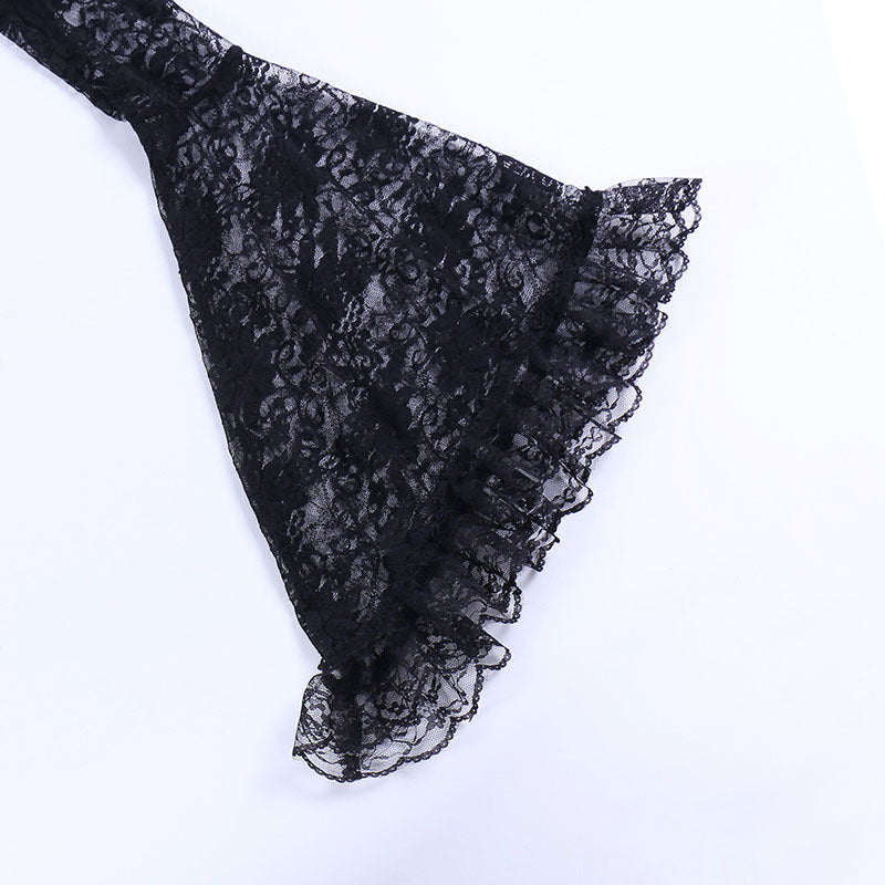 Gothic Classic Lace Flare Sleeve Blouse Y2K Rave
