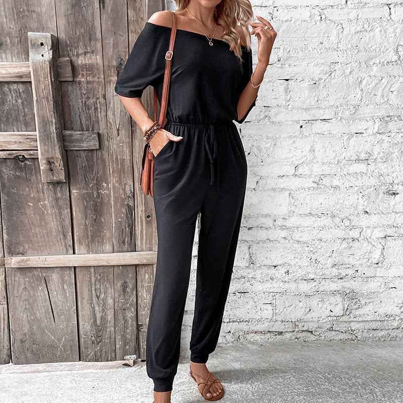 Summer Casual Jumpsuit off Shoulder Solid Color One Piece New Arrivals