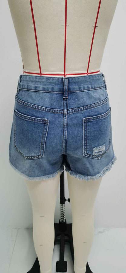 Ripped Denim Bottoms Handmade Worn Tassel