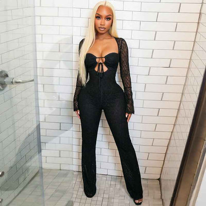 Women Drop Lace Cutout Drawstring Jumpsuit for Women New Arrivals