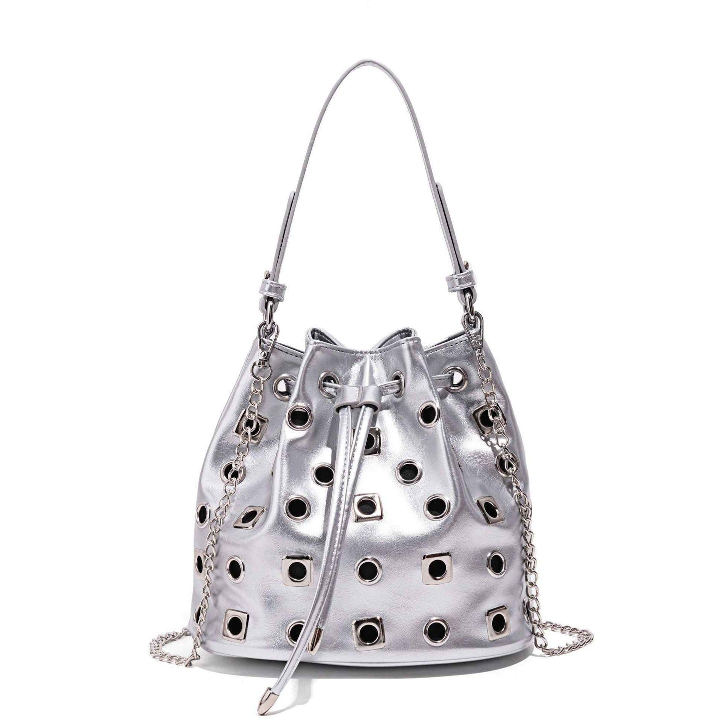 Trendy Rivet Cutout Messenger HandBag Purse