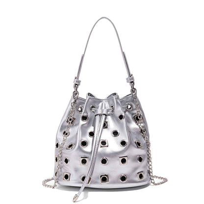 Trendy Rivet Cutout Messenger HandBag Purse