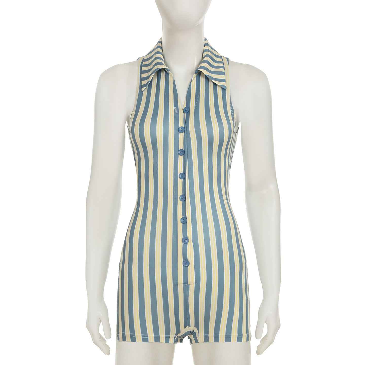 Sleeveless Romper Striped Contrast Color Street Hip
