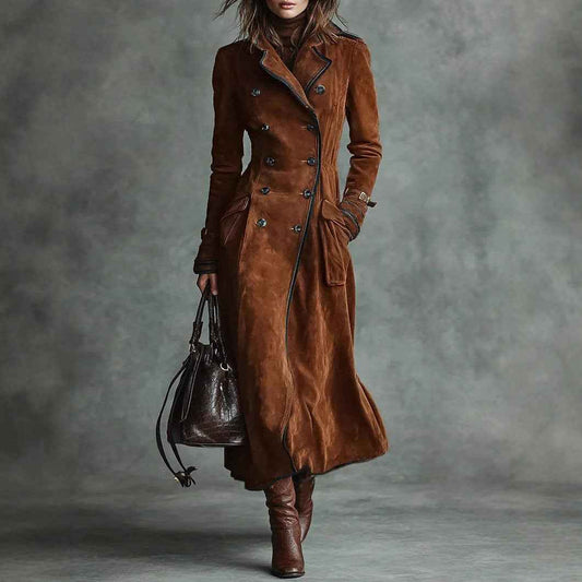 Women's Trench Western Style Suede Long Jacket