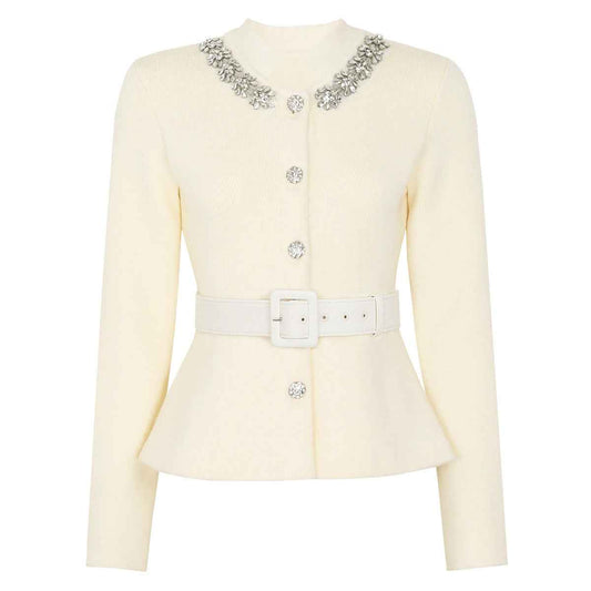 Spring Autumn Rhinestone Knitted All Matching Women Cardigan Sweater