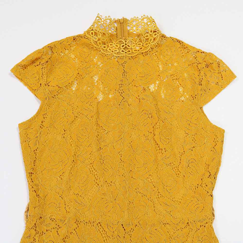 Round Neck Short Sleeve Lace Jumpsuit Wide Leg Pants Women Solid Color Trousers